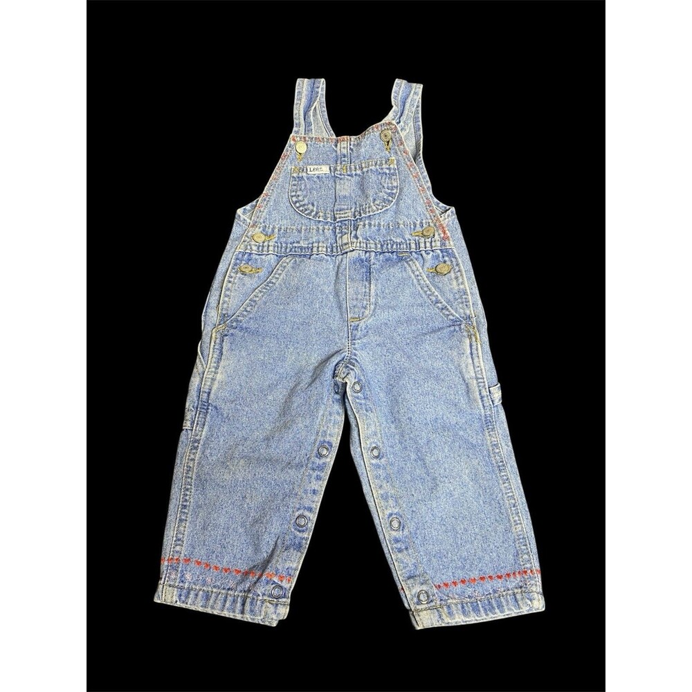 Vtg Lee Jeans Overalls 18m Heart Embroidery
